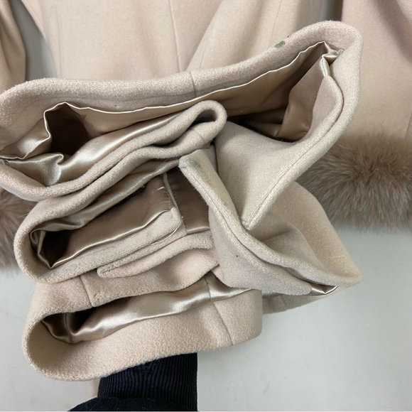 Vintage cream cashmere blend with fox fur maxi frock coat size 4 - Picture 7 of 11